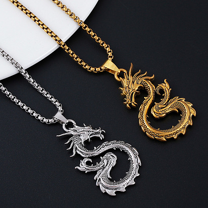 New Year's Day Alloy Dragon Pendant Necklaces