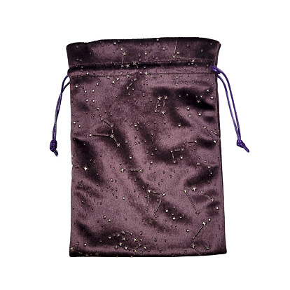 Hot Stamping Star Velvet Storage Bags, Drawstring Pouches Packaging Bag, Rectangle