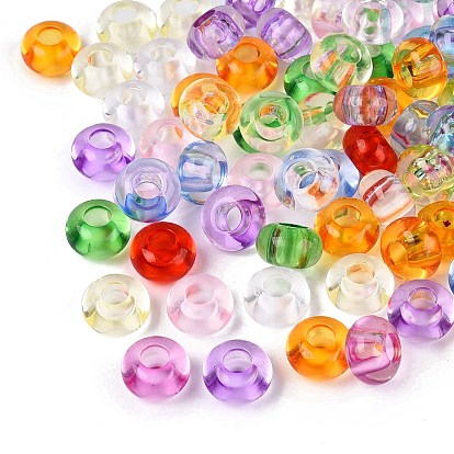 Прозрачного акрилового Европейский бисером, рондель, большое отверстие шарик