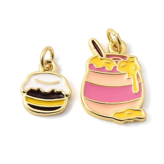 Латунь эмаль подвески, медовые баночки прелести, долговечный, без кадмия и без свинца, стойки покрытие, реальный 18 k позолоченный