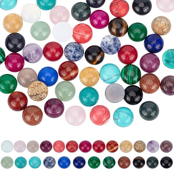 Natural & Synthetic Gemstone Cabochons, Half Round/Dome