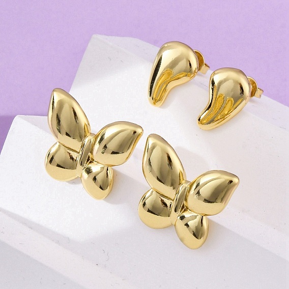 Латунь серьги, долговечный, без свинца и без кадмия, реальный 18 k позолоченный