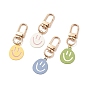 Spray Painted Alloy Smiling Face Pendant Decorations, with Swivel Snap Clasp, for Keychain, Purse, Backpack Ornament