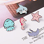 Adorable Ocean Animal Brooch Set - Octopus and Starfish Alloy Pins
