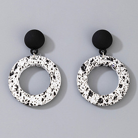 Minimalist Black and White Circle Earrings - Fashionable Short Drop Ear Jewelry