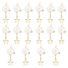 16Pcs Natural Cultured Freshwater Pearl Pendants, with 304 Stainless Steel Star Charms, Brass Beads and Copper Wire