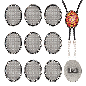 12шт. застежки-кабошоны для галстуков-боло из цинкового сплава, пустые шлепанцы для галстука-боло, низкопрофильные аксессуары, овальные