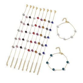 Bracelets à maillons strass ronds en pâte polymère de 1 mm, 6 bracelets chaîne câblée en acier inoxydable pour femmes, réel 304 k plaqué or