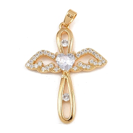 Латунные микро проложить кубического циркония подвески, подвески крест и крыло, без никеля 