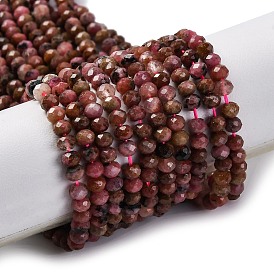 Natural Rhodonite Beads Strands, Faceted, Rondelle