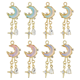 8 шт 4 цвета подвески из сплава, подвески в виде стеклянной луны и слезы