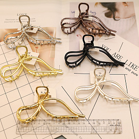 Eco-friendly Zinc Alloy Butterfly Hair Clip with Ribbon and Shark Teeth for Women, 13.5cm