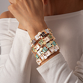 Эластичные браслеты из эмалевого сплава для женщин, квадратный