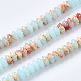 Синтетические бусины пряди аква терра яшма, рондель