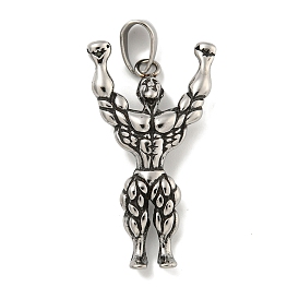 316 Surgical Stainless Steel Pendants, Muscle Man Charm