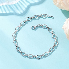 304 браслеты из овальных звеньев из нержавеющей стали для женщин, с карабин-лобстерами 