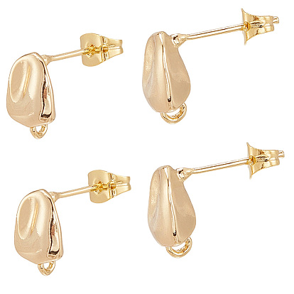 4 пары латунных сережек-гвоздиков, с петлей