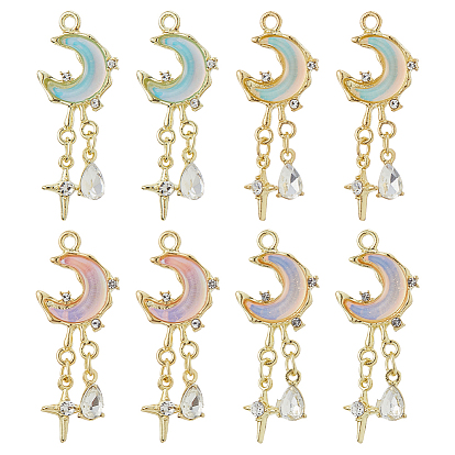 8 шт 4 цвета подвески из сплава, подвески в виде стеклянной луны и слезы