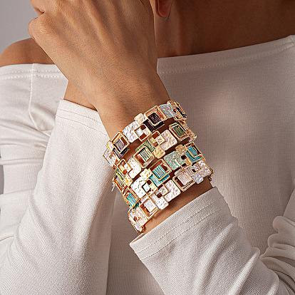 Эластичные браслеты из эмалевого сплава для женщин, квадратный