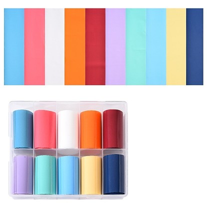 10Rolls Solid Color Nail Art Transfer Stickers, Nail Decals, for DIY Nail Tips Decoration