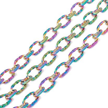 304 Stainless Steel Twist Oval Link Chains, Unwelded, with Spool