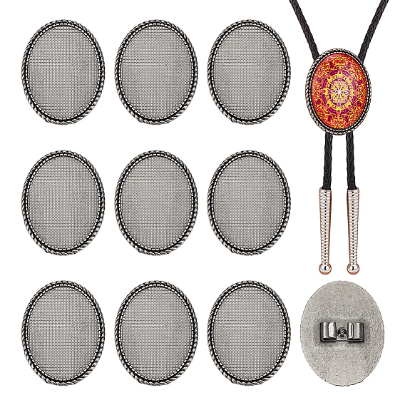 12шт. застежки-кабошоны для галстуков-боло из цинкового сплава, пустые шлепанцы для галстука-боло, низкопрофильные аксессуары, овальные