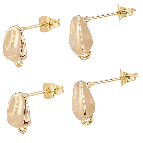 4 пары латунных сережек-гвоздиков, с петлей