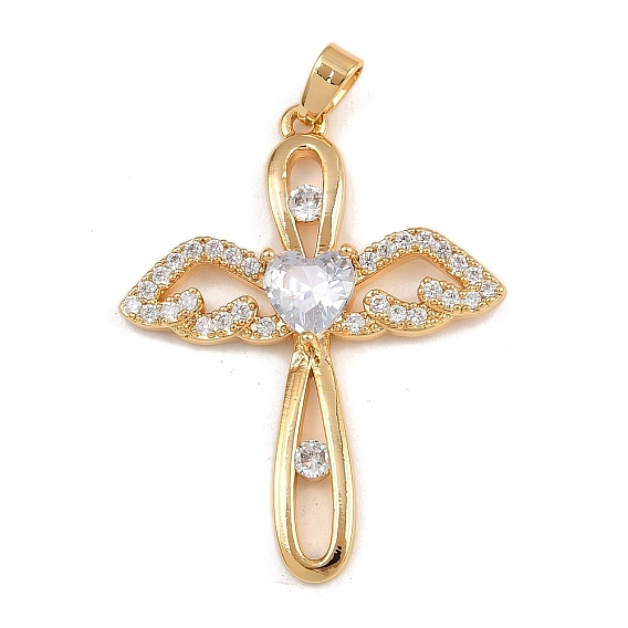Латунные микро проложить кубического циркония подвески, подвески крест и крыло, без никеля 