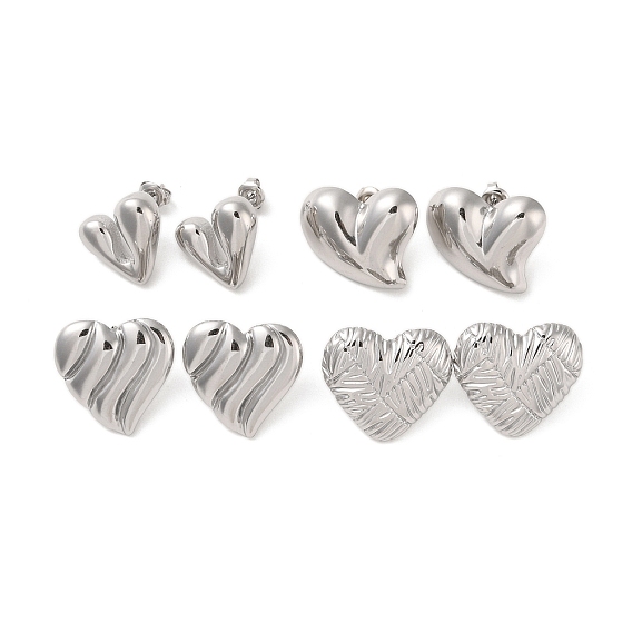 Сердце 304 серьги-гвоздики из нержавеющей стали для женщин