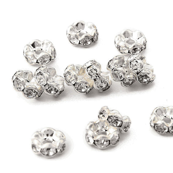 Messing Kristall Strass Abstandsperlen, cadmiumfrei und bleifrei, Klasse A, Wellenschliff, Rondell