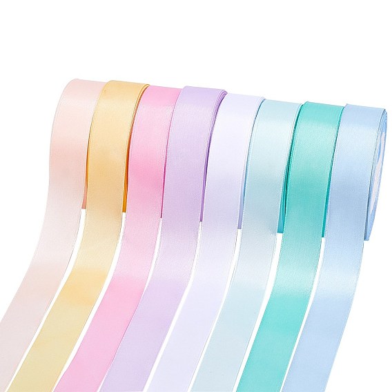 8Rolls 8 Colors Polyester Ribbon, Gift Packaging Accessoris, Flat