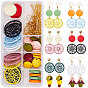 DIY Earring Making, with Painted Wood Charms, Iron Filigree Joiners Links, 304 Stainless Steel Findings and Brass Earring Hooks