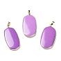 Gemstone Pendants, with Rack Plating Light Gold Tone Brass Findings, Cadmium Free & Lead Free, Oval Charms
