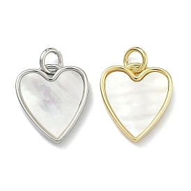 Подвески из натуральных ракушек, латунные шармы в форме сердца, без кадмия и без свинца, стойки покрытие, долговечный, цвет морской раковины
