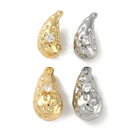 Brass Micro Pave Cubic Zirconia Charms, Teardrop