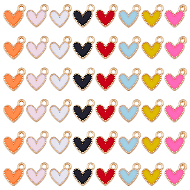 128 шт 8 цвета сплава эмаль подвески, сердце прелести, золотые