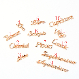 Двенадцать созвездий слово кабошоны из цинкового сплава, для плавающих медальонов стеклянные живые медальоны с памятью, заправка эпоксидной смолой