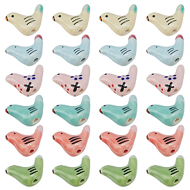 28шт 7 цвета фарфоровые бусины ручной работы, птица, пастельный фарфор