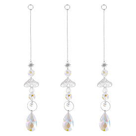 3шт 201 подвесные украшения из нержавеющей стали в форме гриба, стеклянные каплевидные кисточки-ловцы солнца для украшения сада на открытом воздухе