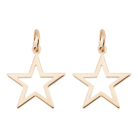 30Pcs Rack Plating Brass Pendants, Long-Lasting Plated, Hollow, Star