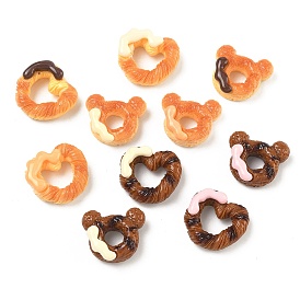 Непрозрачные кабошоны из смолы, Пончик в форме медведя и сердца