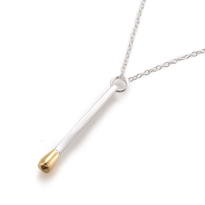Brass Matchstick Pendant Necklaces, with Lobster Claw Clasps, Lead Free & Cadmium Free