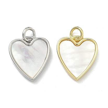 Подвески из натуральных ракушек, латунные шармы в форме сердца, без кадмия и без свинца, стойки покрытие, долговечный, цвет морской раковины