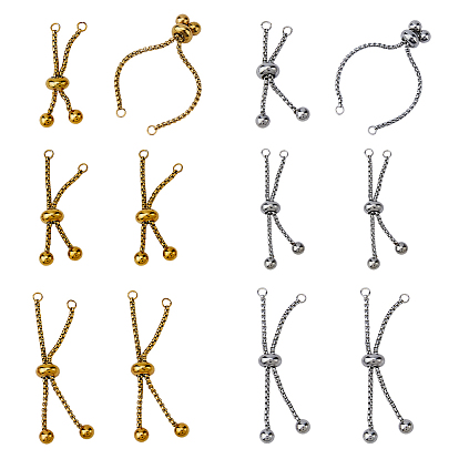 12 pièces 6 styles ajustables 304 fabrication de bracelets à maillons coulissants en acier inoxydable