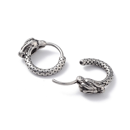 304 Stainless Steel Dragon Hoop Earrings for Men Women