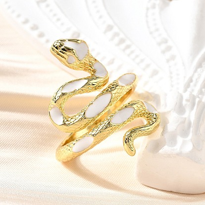 Латунные кольца-манжеты для женщин, стойки покрытие, змея, с эмалью, долговечный, без свинца и без кадмия