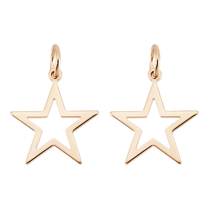 30Pcs Rack Plating Brass Pendants, Long-Lasting Plated, Hollow, Star