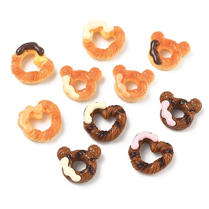 Непрозрачные кабошоны из смолы, Пончик в форме медведя и сердца