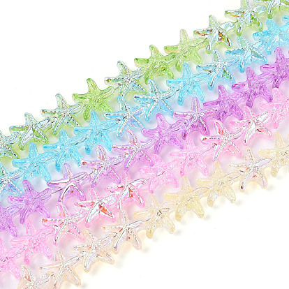 Гальваническое покрытие, прозрачные стеклянные бусины, нити, морская звезда, с половиным покрытием