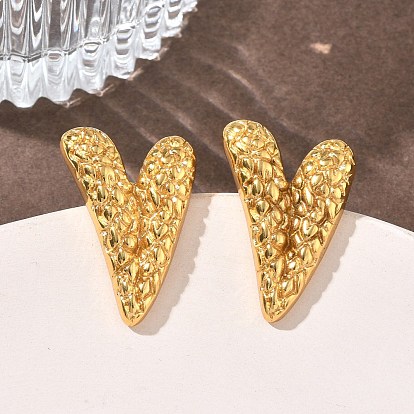 304 серьги-гвоздики из нержавеющей стали для женщин, сердце, ионное покрытие (ip)